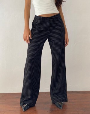 Motel Rocks Abba Low Rise Women's Trousers Black | ZLT4965RS