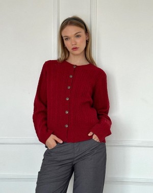 Motel Rocks Bavana Women's Cardigan Dark Red | XLY591PX