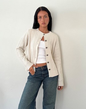 Motel Rocks Bavana Women's Cardigan White | QQC2360UU