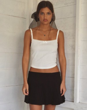 Motel Rocks Brynn Cami Women's Cropped Tops White | GIF9875EQ