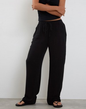 Motel Rocks Cisa Wide Leg Women's Trousers Black | FMU7839MO