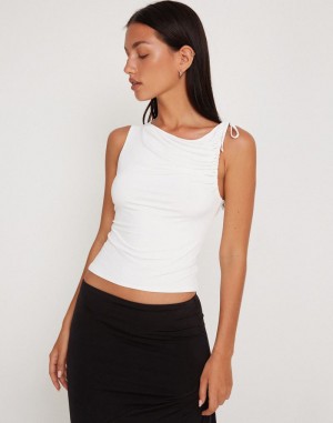 Motel Rocks Hagne Crop Top Women's Vest White | YEZ4825TH