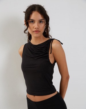 Motel Rocks Hagne Top Women's Vest Black | ACR9946ZD