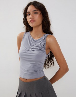 Motel Rocks Hagne Top Women's Vest Silver | BBI213EQ