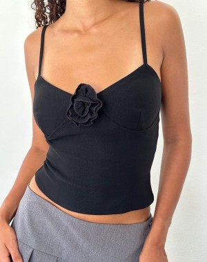 Motel Rocks Indus Cami Women's Tank Top Black | JOJ2141QF