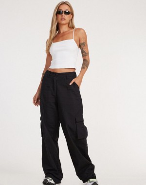 Motel Rocks Jita Cargo Women's Trousers Black | FPI3697SJ