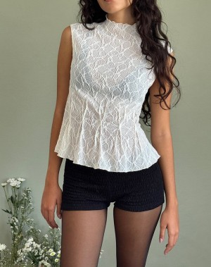 Motel Rocks Kimbra Sleeveless Top Women's Vest White | MHY1175JY