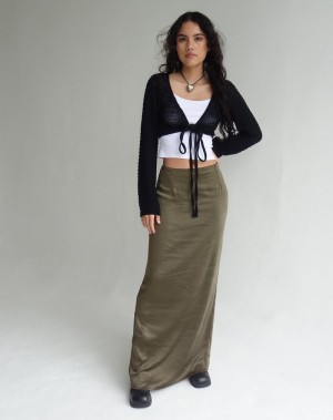 Motel Rocks Layla Maxi Women's Skirts Dark Green | AWY5676DA