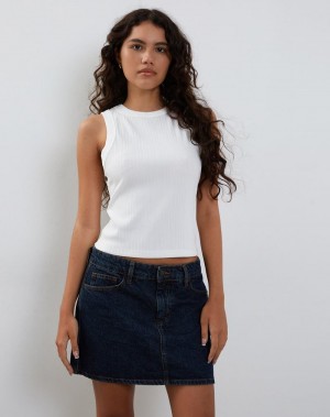 Motel Rocks Lorde Ribbed Top Women's Vest White | FZS5282UV