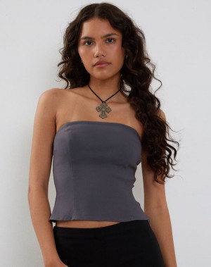 Motel Rocks Maribaya Longline Corset Women's Vest Grey | NMW282EF