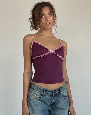 Motel Rocks Marjorie Strappy Women's Vest Purple | WDU2948SX