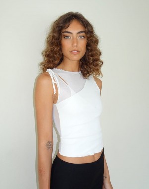 Motel Rocks Moni Top Women's Vest White | WLR6133LD