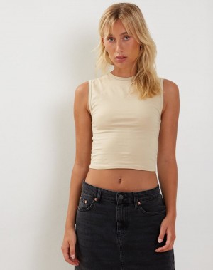 Motel Rocks Monlo Top Women's Vest White | FQE4233CH