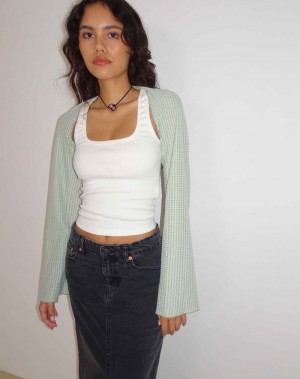 Motel Rocks Nobila Shrug Women's Cropped Tops Green | ZJI1896CI