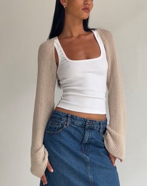 Motel Rocks Nobila Shrug Women's Jumpers Beige | HJT7485SW