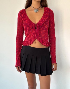 Motel Rocks Noemi Women's Cardigan Red | EBQ6994HP