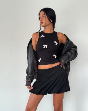 Motel Rocks Rave Top Women's Vest Black Pink | WOK3846OI