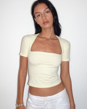 Motel Rocks Requa Women's Cropped Tops Cream White | KFT8967IP