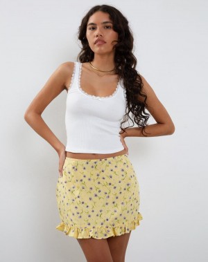 Motel Rocks Ribay Mini Women's Skirts Yellow | EMJ936TK