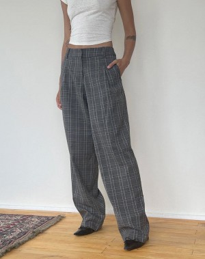 Motel Rocks Sakaria Wide Leg Women's Trousers Grey | KIL7818TS