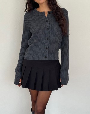 Motel Rocks Samaya Knit Women's Cardigan Dark Grey | NTC9319XD