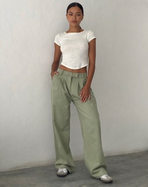 Motel Rocks Satria Extra Wide Women's Trousers Green | GPD5455XX