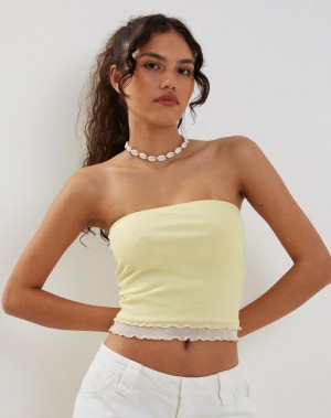 Motel Rocks Seka Mesh Women's Bandeau Yellow | KBK3681GQ