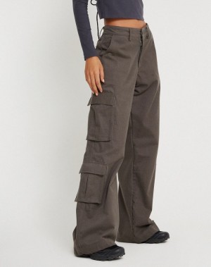 Motel Rocks Shan Wide Leg Women's Trousers Dark Grey | KNW511YB