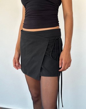 Motel Rocks Tanix Wrap Women's Skirts Black | ZLS6962DY