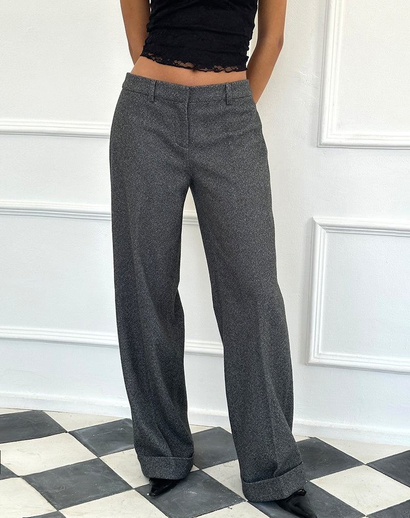 Motel Rocks Abdel Faux Wool Tailored Women\'s Trousers Grey | NLM86100EL