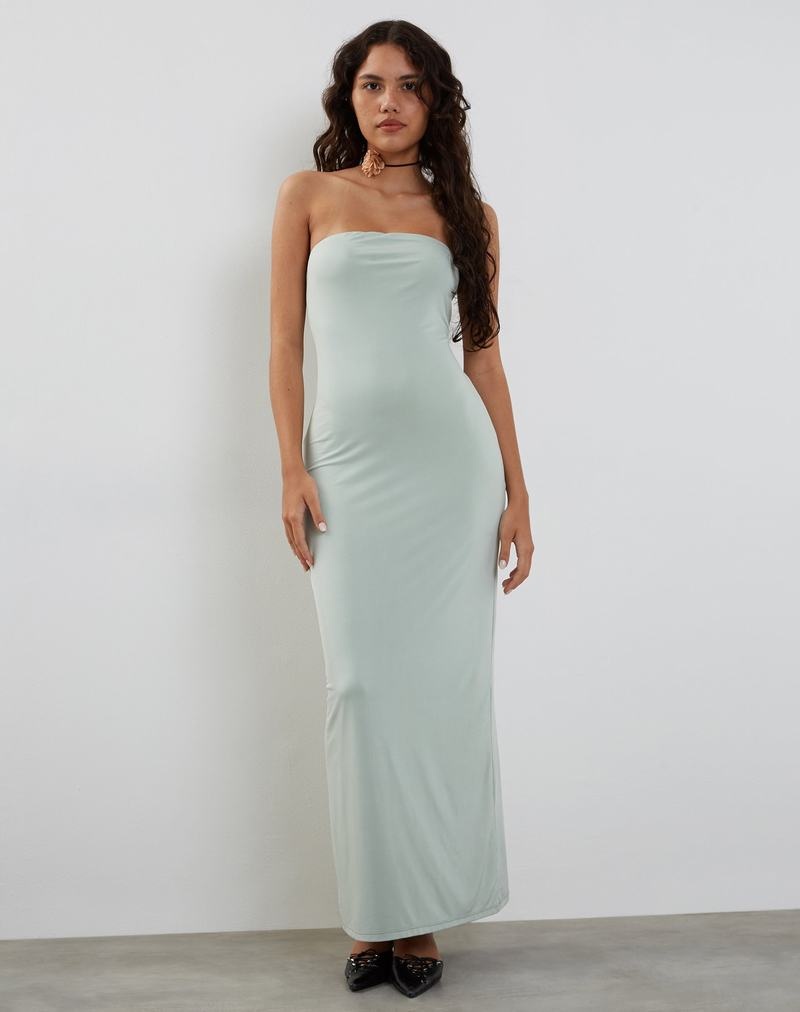 Motel Rocks Annalise Bandeau Slinky Women's Maxi Dress Light Blue | VGD8174TU