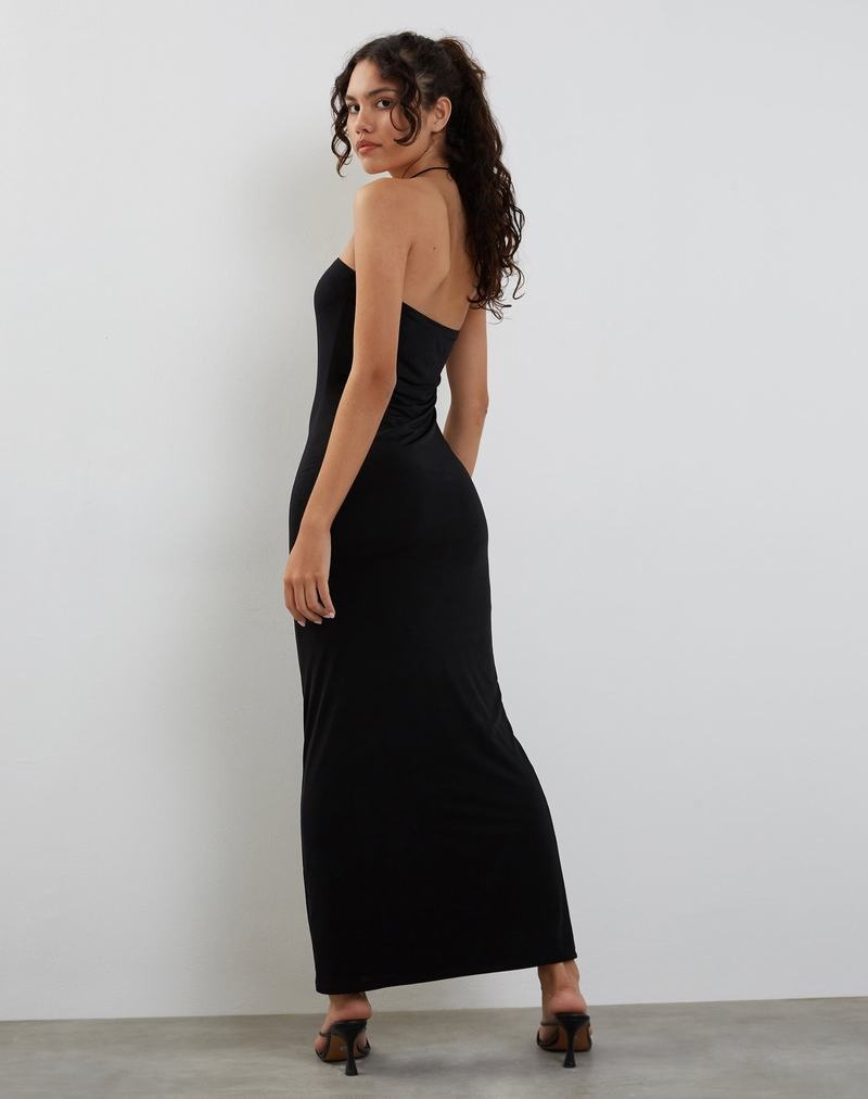 Motel Rocks Annalise Bandeau Slinky Women's Maxi Dress Black | ZRE7996VT