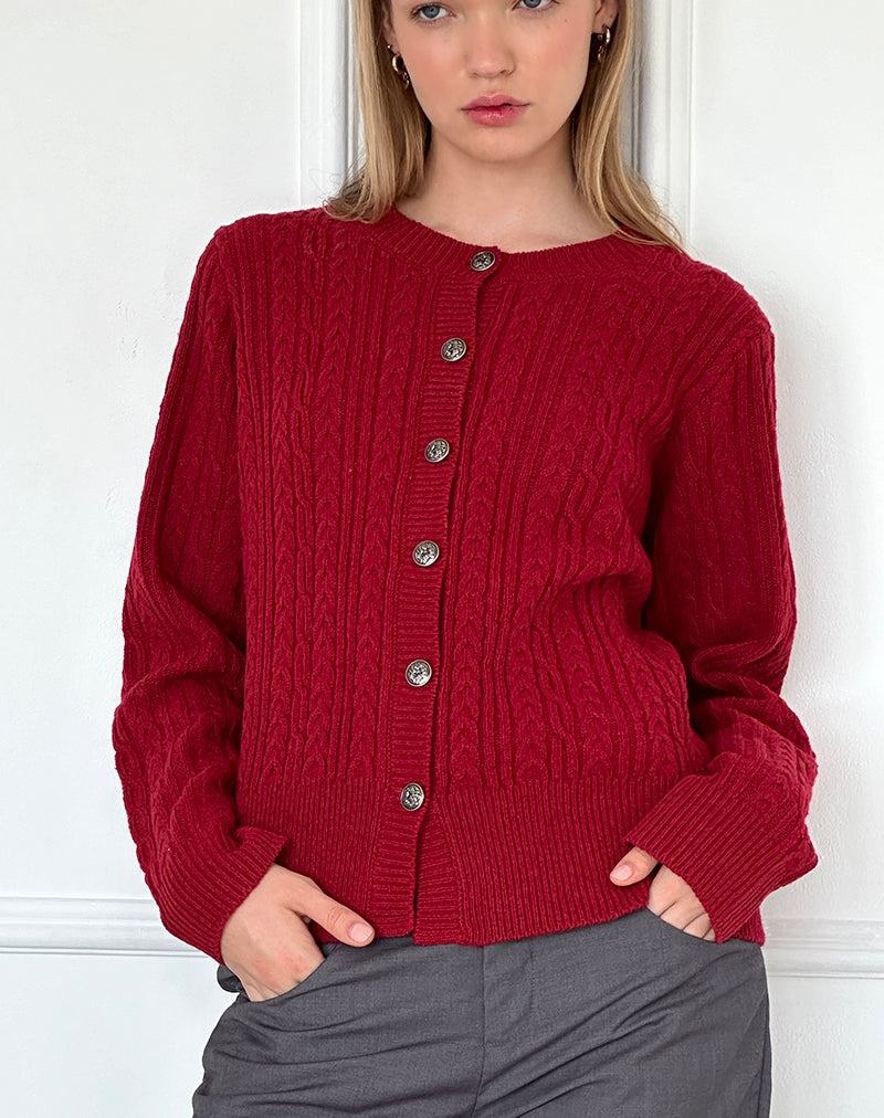 Motel Rocks Bavana Women's Cardigan Dark Red | XLY591PX