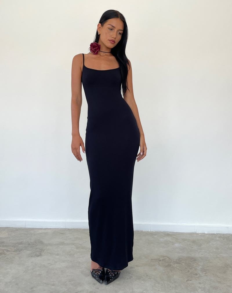 Motel Rocks Cantha Strappy Women's Maxi Dress Black | YLM7927NU