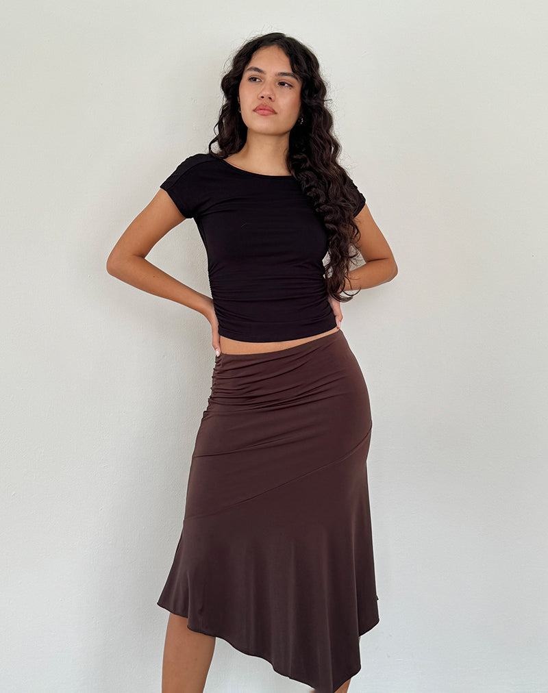 Motel Rocks Cinta Low Rise Midi Women's Skirts Dark Brown | OLO9360HP