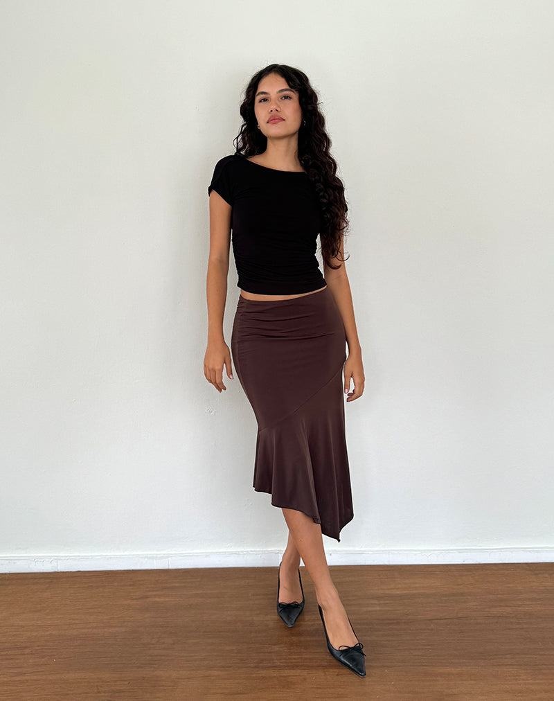 Motel Rocks Cinta Low Rise Midi Women's Skirts Dark Brown | OLO9360HP