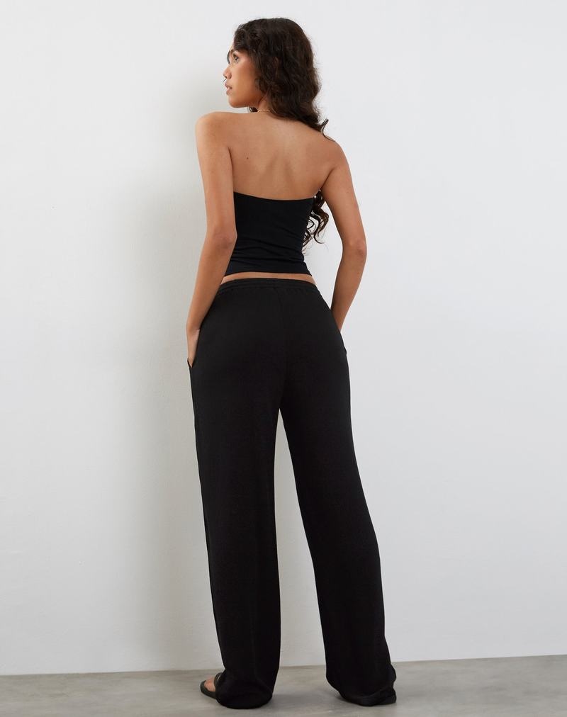 Motel Rocks Cisa Wide Leg Women's Trousers Black | FMU7839MO