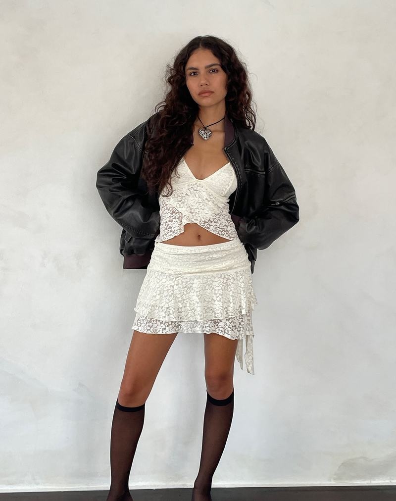 Motel Rocks Cojira Lace Butterfly Women's Vest White | UFZ6296ON