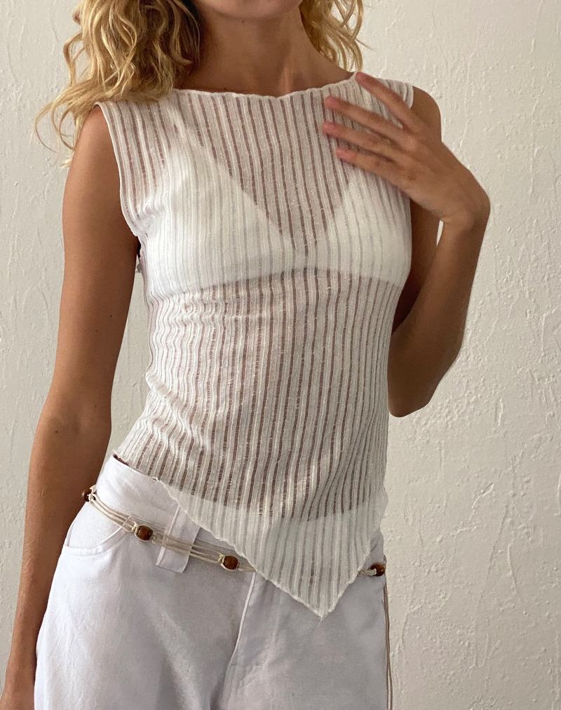 Motel Rocks Etta Knitted Top Women's Vest White | EZJ2275EP