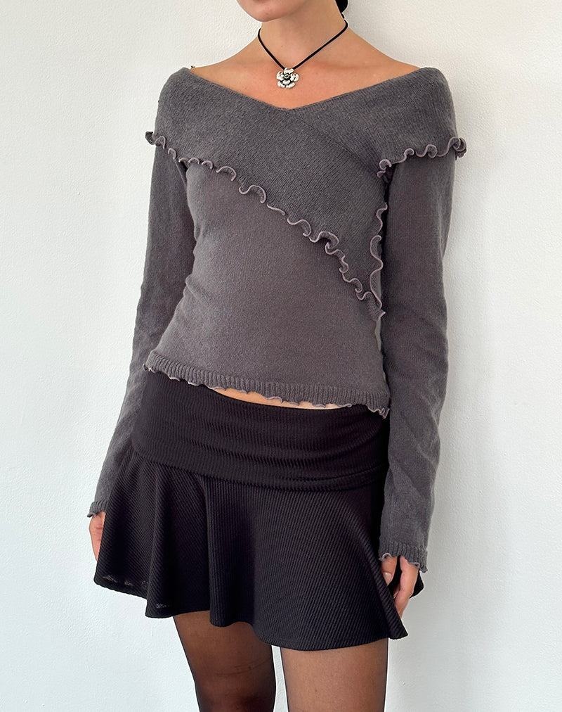 Motel Rocks Febby Sheer Knit Women's Jumpers Dark Grey | GHC7281YH