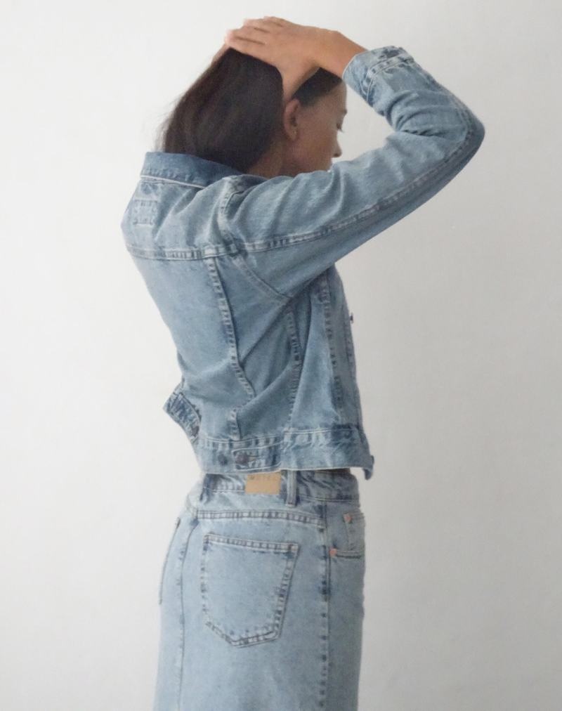 Motel Rocks Fitted Women's Denim Jackets Blue | PTK1163NL