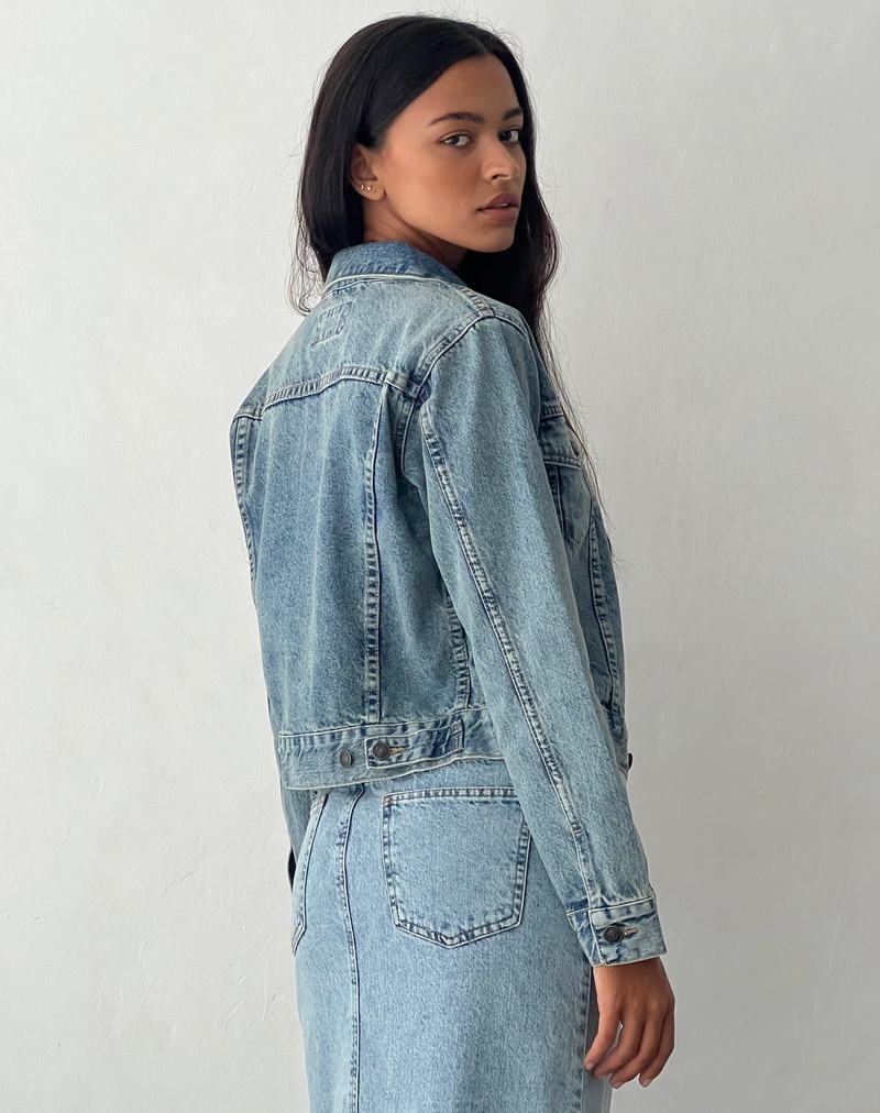 Motel Rocks Fitted Women's Denim Jackets Blue | PTK1163NL