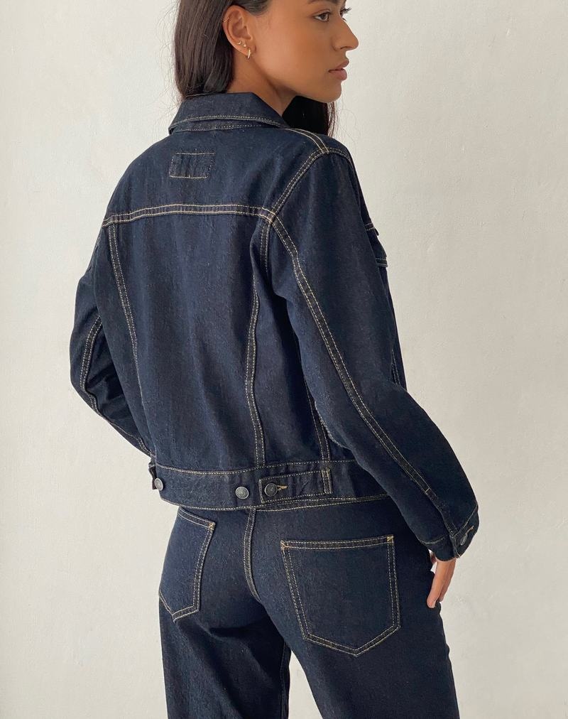 Motel Rocks Fitted Women's Denim Jackets Dark Blue | MEE812YP