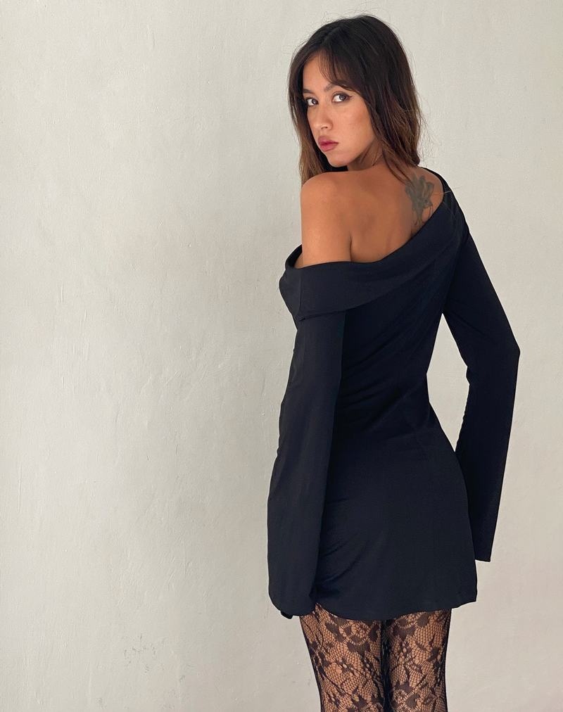 Motel Rocks Fliss Asymmetric Women's Mini Dress Black | THG761YS