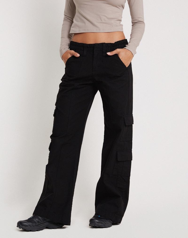 Motel Rocks Hansa Cargo Women's Trousers Black | VOS897CR