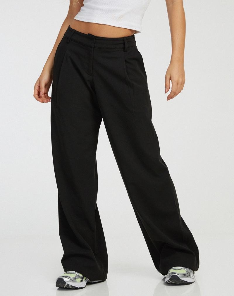 Motel Rocks Hondra Wide Leg Women's Trousers Black | SVO4043FX