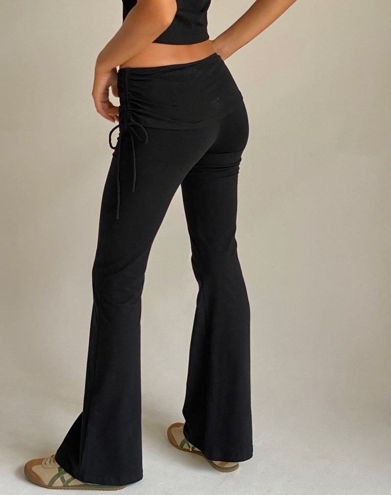 Motel Rocks Jacie Jersey Flare Women's Trousers Black | UET9827AL