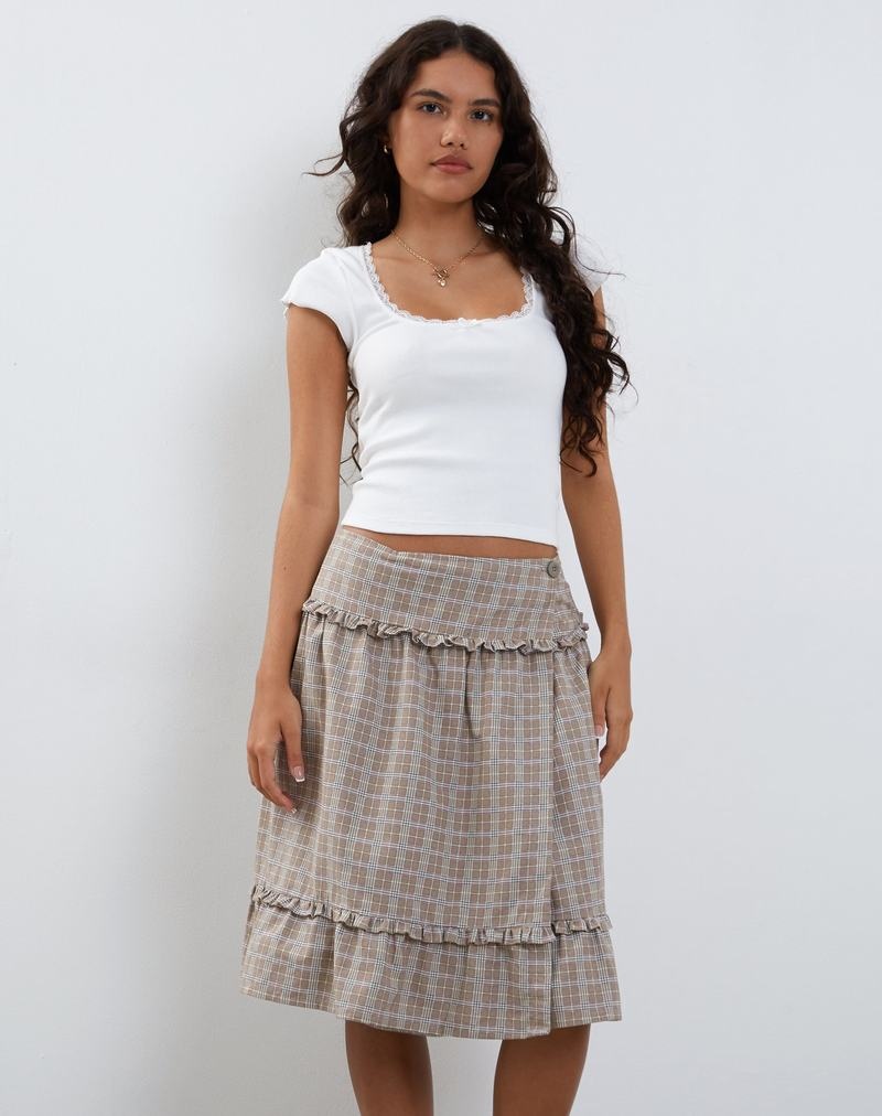 Motel Rocks Kasya Frill Hem Wrap Midi Women's Skirts Grey Brown | YBX979GW