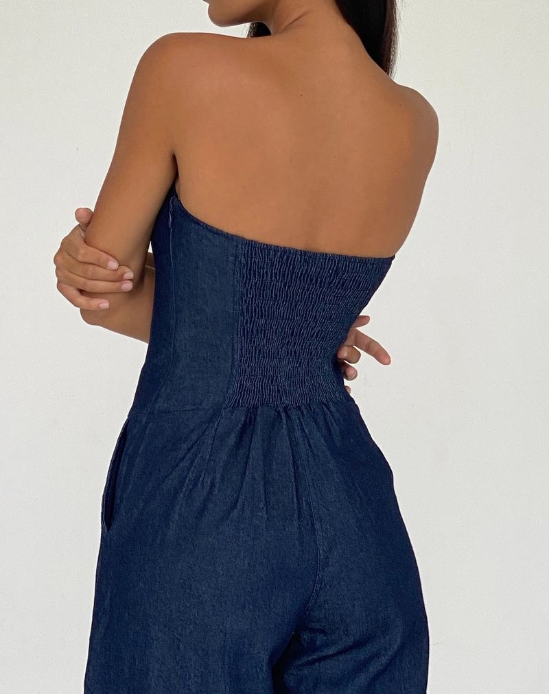 Motel Rocks Kyaria Women's Jumpsuit Dark Blue | FWJ3351QO