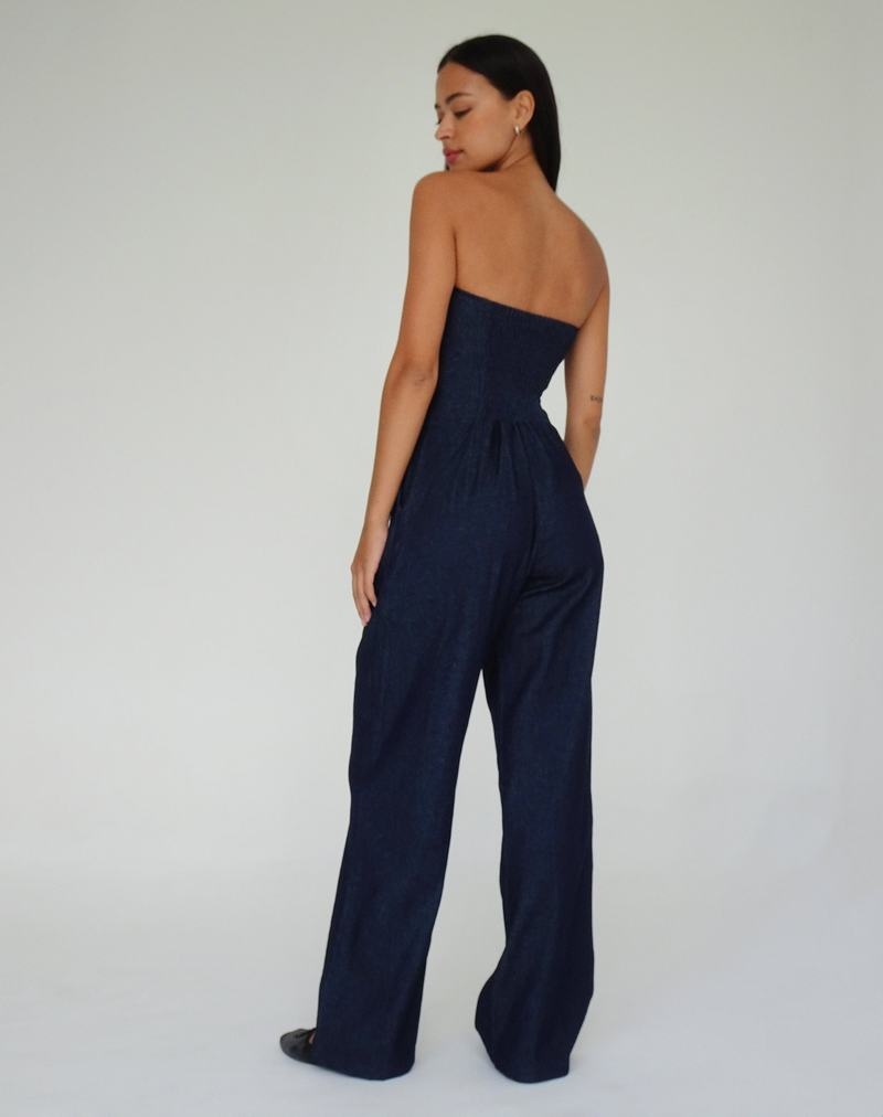 Motel Rocks Kyaria Women's Jumpsuit Dark Blue | FWJ3351QO